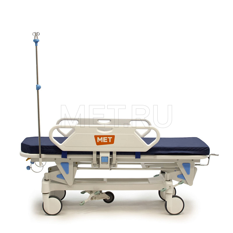 МЕТ ТВ-40 Тележка-каталка для перевозки больных с механической системой регулировки высоты  МЕТ